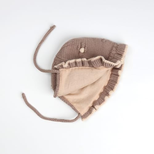HOOLCHEAN Baby Girls Bonnet Double Layer Cotton Yarn Knitted Hat for Autumn Winter 6-24 Months3