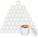 Disposable Take Out Food to-Go Containers/Soup Containers, Eco Friendly Kraft, Deli Food Storage with Airtight Lids, Stackable Pails 50 Packs for Restaurant,to-Go Lunch or Food Service (16OZ White)