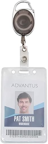 Miniatura 3 de ADVANTUS Carrete retráctil para tarjetas de identificación estilo mosquetón, se extiende 30 pulgadas, paquete de 12, color ahumado (75551)