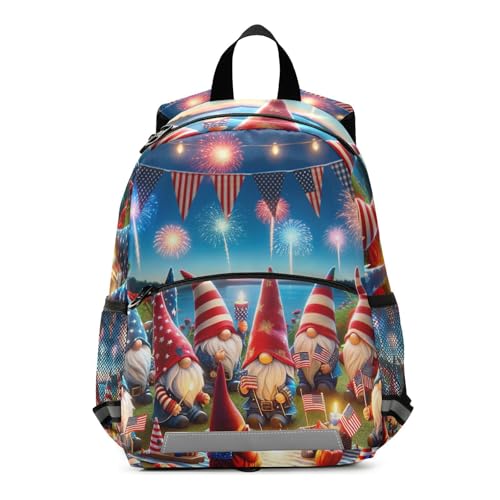 4th Of July Cute Gnomes Mini Backpack for Toddler Girls Boys Kids Backpacks Travel Book Bag