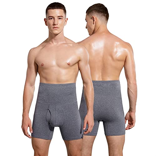 Full Rise Boxers Briefs Cotton Mens Underwear Breathable Men's Panties Tummy Tuck Shapewear Shorts (Color : Light Gray, Size : XL/X-Large)3