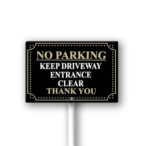 Vdenvileye No Parking Keep Driveway Entrance Clear Yard Sign 12" x 8" With 12.8" Long Metal Stakes No Parking Lawn with Stand Keep Off Aluminum Outdoor Use Home Business
