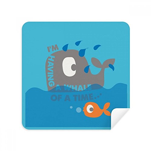Chiffon de nettoyage lunettes daim et écran téléphone portable motif baleine bleue cartoon