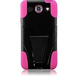 Generic Hybrid Double Layer Fusion Cover Case with Kickstand for LG Optimus G Pro E980 - Retail Packaging - Black/Hot Pink