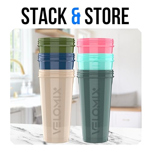 -6 PACK- 28 OZ Protein Shaker Bottles for Protein Mixes, Shaker Cups for Protein Shakes, Small Shaker Bottle Pack, Shaker Cup, Shakers for protein Shakes (Most Popular)