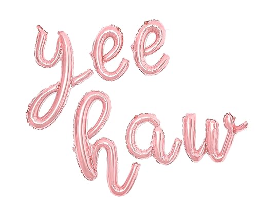 Birthday Party Balloons Yee Haw Balloons Rose Gold Yee Haw Banner for Western Cowgirl Birthday Decorations