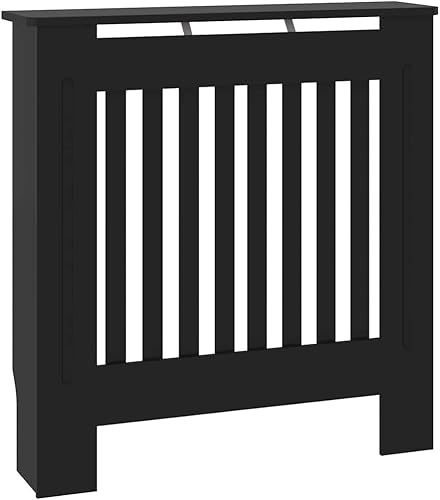 Miniatura 9 de vidaXL Gabinete de cubierta de radiador de MDF blanco con longitud ajustable, diseño de listones, amplio estante para almacenamiento, complementa