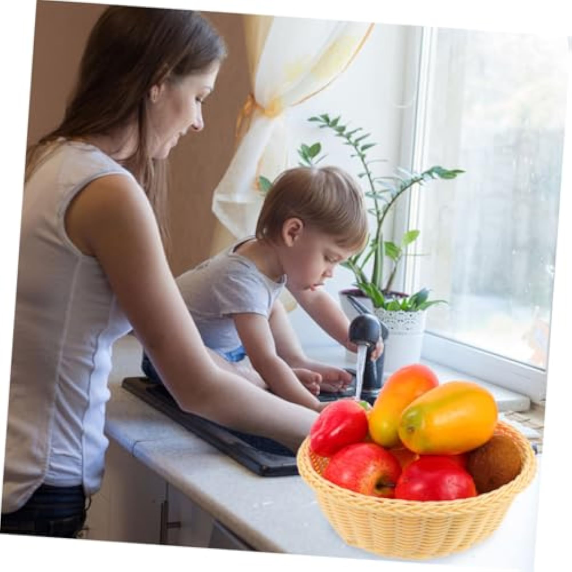 Woven Storage Basket Fruit Holder Set for Kitchen