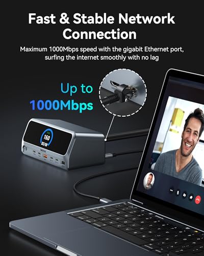 Image of MOKiN Docking Station,13 in 1 USB C Laptop Charging Station with 2.26 inch LCD Smart Display,Dual HDMI Display,10Gbps USB A /C Ports,Gigabit Ethernet,160W Max Output for Dell,HP,Lenovo and More