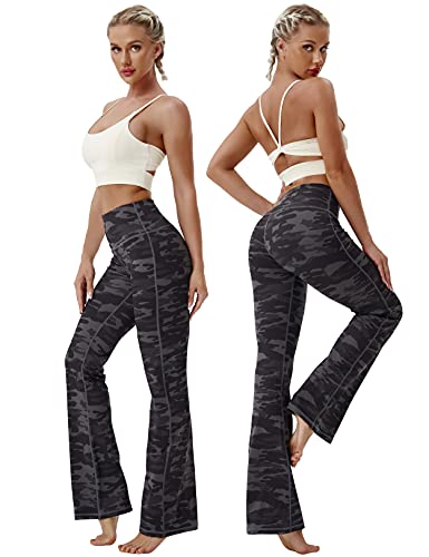 Image of BUBBLELIME 29 inch /31 inch /33 inch /35 inch /37 inch 3 Styles Women's High Waist Bootcut Yoga Pants Basic /Side Pockets Tummy Control Workout Flared