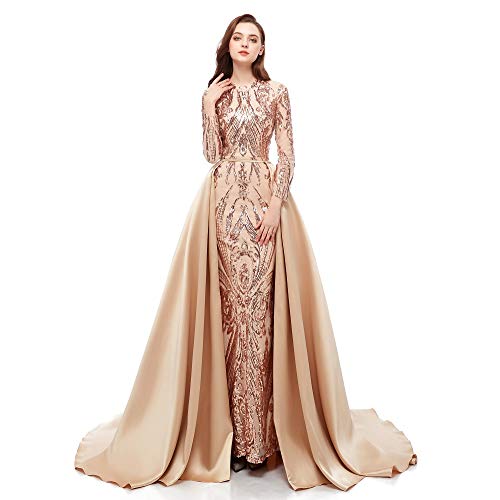 Mermaid Evening Dress Detachable Train Prom Party Dress Celabrity Gown