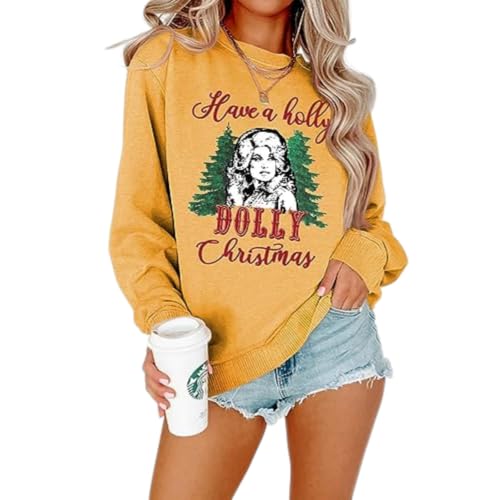 Womens Sweatshirt Have A Holly Dolly Christmas Long Sleeve Pullover Sweater - image 2