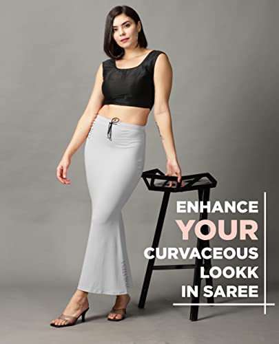 Image of ZORNITSA Cotton Lycra Saree Shapewear Petticoat for Women, Stretchable Saree Shaper Petticoat Inskirt, Shape wear Dress for Saree, Skirts