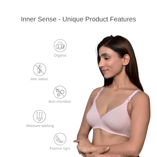 Image of Inner Sense Organic Cotton Bamboo Nursing Bra for Women I High Coverage Feeding Bra with Lace Detailing on Neckline I Non Padded Maternity Wear with Wirefree Design