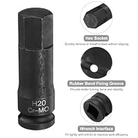 QUARKZMAN 2 Stück 1/2" Kraft Schlagnuss Innensechskant H20 78mm Schwarz – Ansicht 4