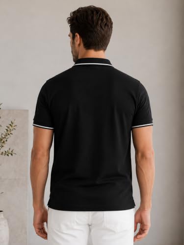 Image of Lux Cozi Men's T-Shirt with Chest Pocket | Polo T-Shirt for Man | Plain Casual Stylish | Half Sleeve| Cotton Blend Collar Polo T-Shirts for Men