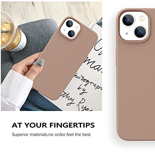 Guagua Compatible With Iphone 13 Case 6.1 Inch Liquid Silicone Soft Gel Rubber Slim Thin Microfiber Lining Cushion Texture Cover Shockproof Protective Phone Case For Iphone 13 Khaki #TOP5