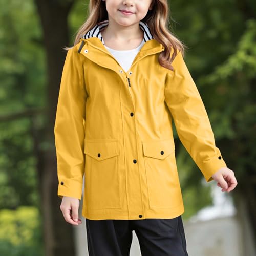Girls Rain Jacket Waterproof Windbreaker Preppy Solid Color Lightweight Zip Button Down Raincoat Hiking Outwear3