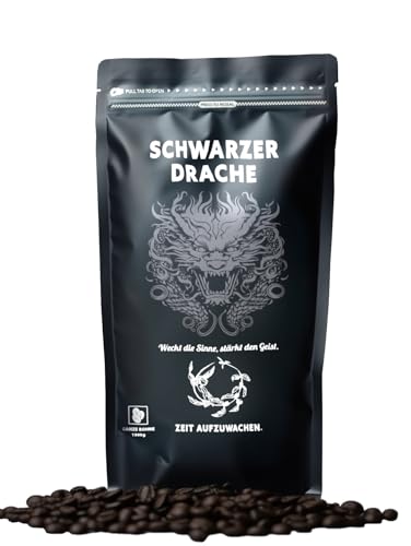 Schwarzer Drache Espresso 1kg 100% Robusta - Geröstete Kaffeebohnen extra stark - Sehr kräftiger und vollmundiger Kaffee mit hohem Koffeingehalt - Sehr starker Espresso