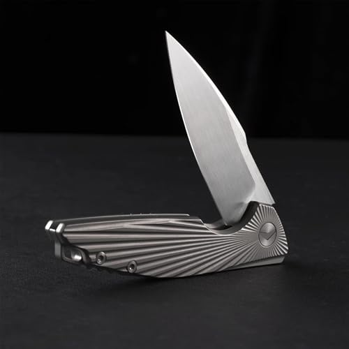 FerraMonster Taschenmesser Klappmesser Outdoor Messer Survival Messer EDC Einhandmesser mit Taschenclip, Tasche - M390 Stahl, Griff mit Titan - Männer Geschenk (Grey - 02)