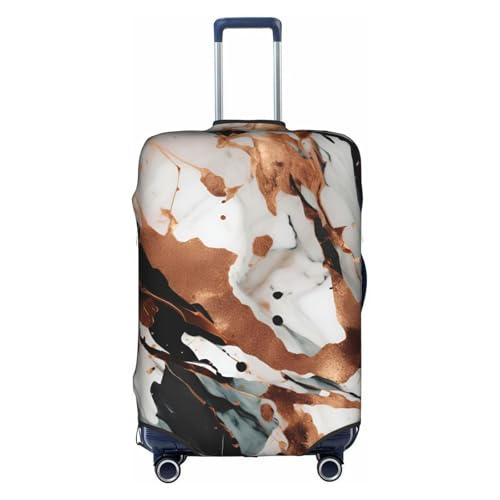 Housse de bagage anti-rayures lavable grand format avec motif marbre et cuivre