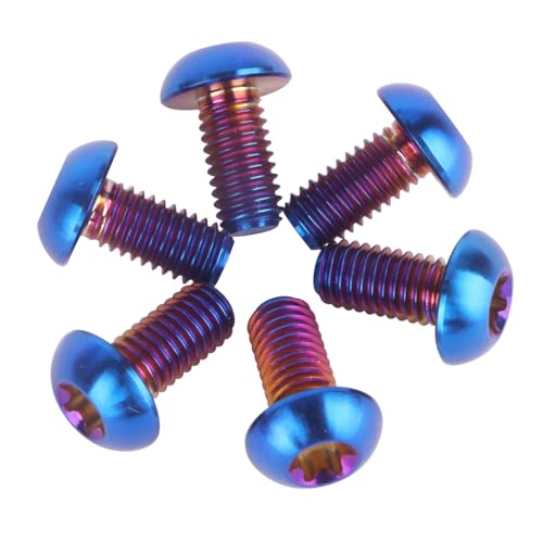 Image of 6PCS Titanium Bike Screw M5x10mm Bicycle Disc Brakes Rotor Bolts Torx T25 Head (Burnt Blue)