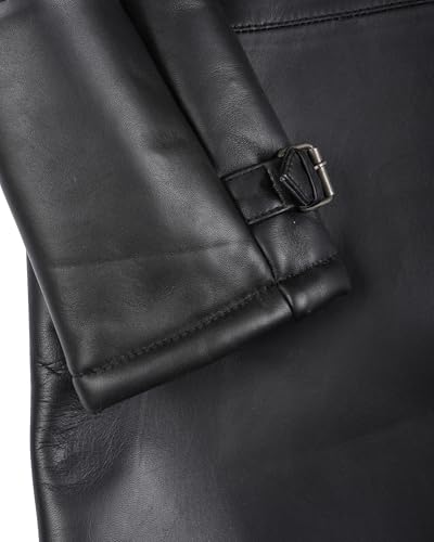 Image of fjackets Shearling Leather Coat Men - Real Lambskin Leather Jackets Mens Sherpa Lined Winter Casual Fur Coats Outerwear