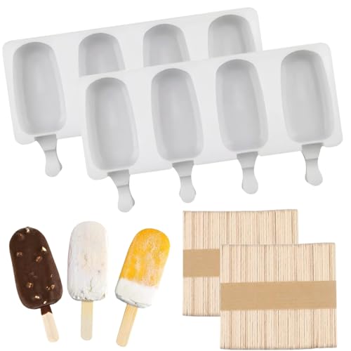 Molde Helado Silicona,2 piezas Molde Helado Con100 Palos Madera,Moldes Paletas Chocolate,Molde Barra Helado,para Helados DIY Niños, para Chocolate Postre congelado Molde Helado Silicona,2 piezas Molde Helado Con100 Palos Madera,Moldes Paletas Chocolate,Molde Barra Helado,para Helados DIY Niños, para Chocolate Postre congelado