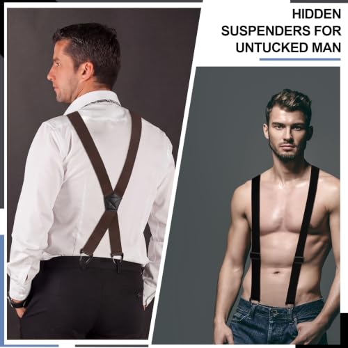 Image of Janmercy 2 Pcs Men's Hidden Suspenders Under Clothing | 1.5 inch X Back Heavy Duty Work for Shirt Jeans