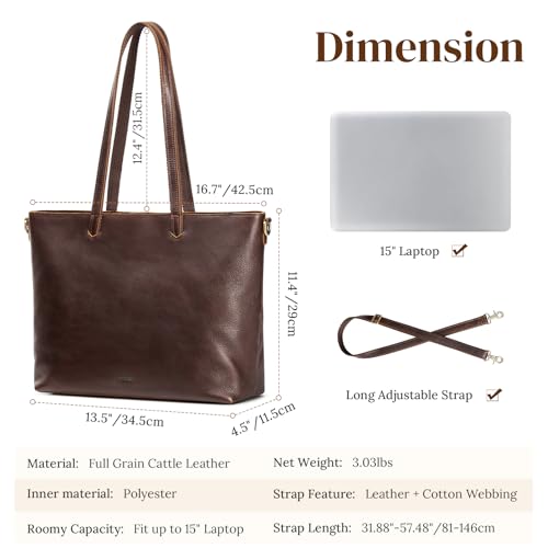 Bolso Tote de cuero para mujer con asas y correa ajustable miniatura 3