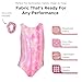 Destira Pinky Promise Gymnastics Leotard for Girls, Dazzling Pink Gradient Shine Hologram Dance Design and Matching Scrunchie, Child Large (10)
