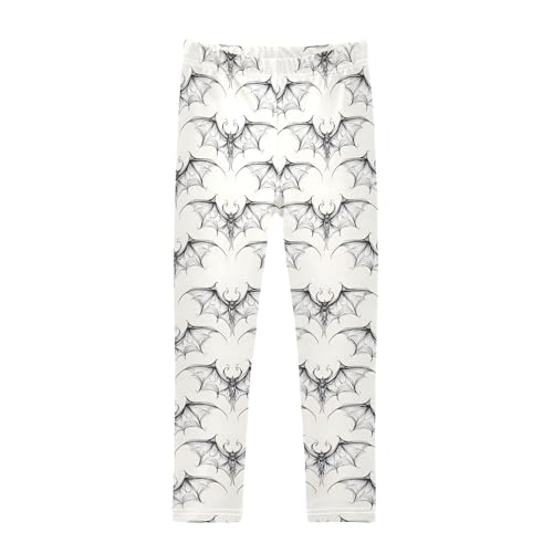 Bat Pattren Girls Leggings Ultra Soft Compression Yoga Gym Pants for Kids 4-10T
