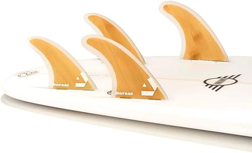 Miniatura 2 de DORSAL Juego de 4 aletas para tabla de surf FCS compatibles con fibra de vidrio de bambú con hexcore de bambú