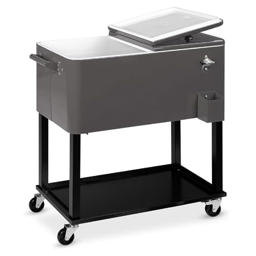 Best Choice Products 80qt Outdoor Steel Rolling Cooler Cart for Cookouts, Tailgating, BBQ w/Bottle Opener, Catch Tray, Drain Plug, and Locking Wheels - Gray