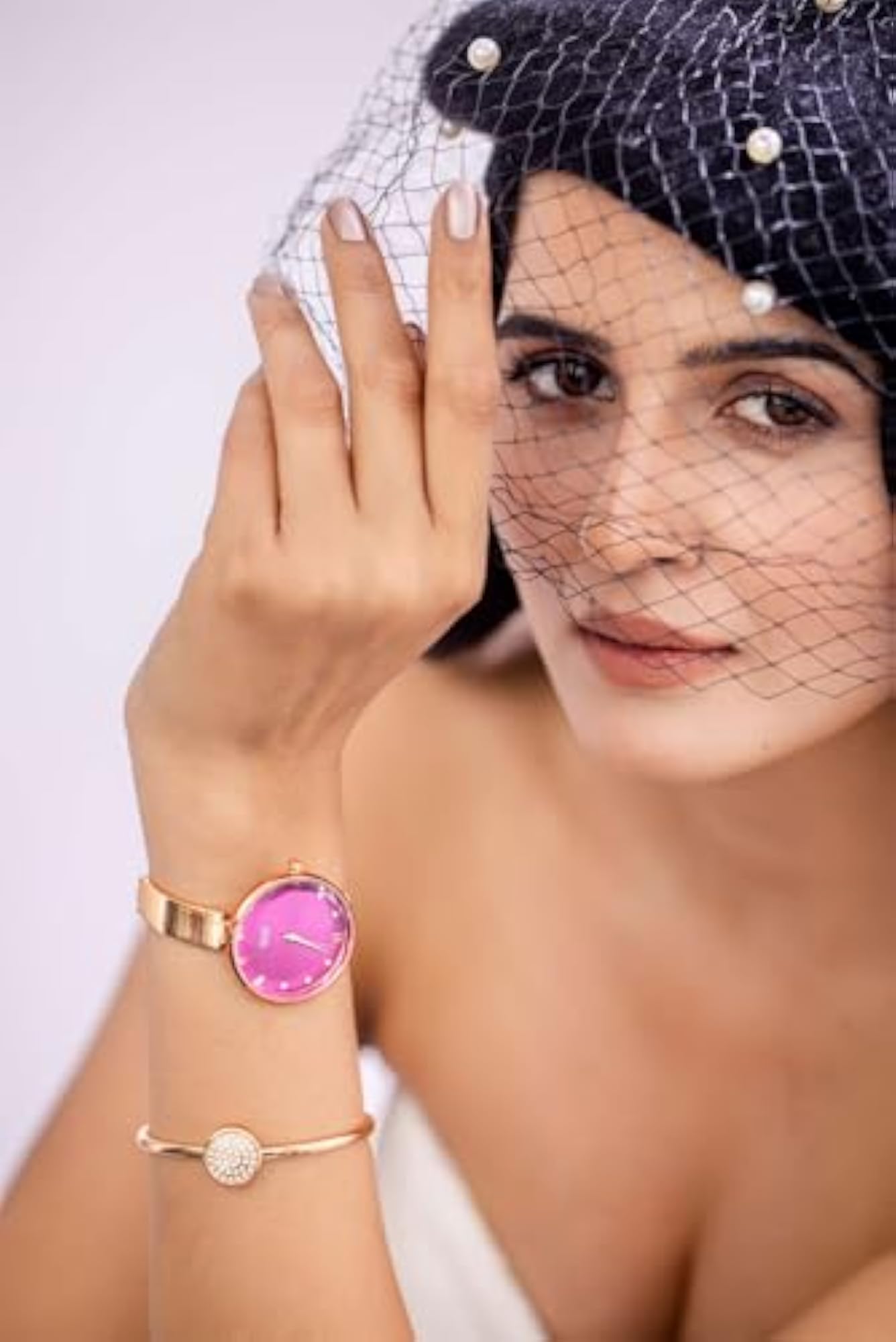 Women's Stylish Rose Gold Analog Watch with Diamond Bracelet
