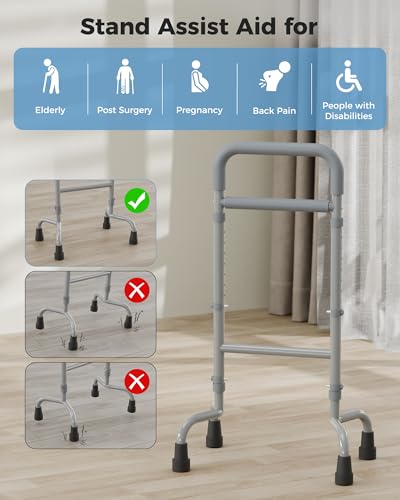 Stand Assist Aid for Elderly, Walking Support Mobility Aid, Height Adjustable Standing Aid for Balance, Portable Assistive Device for Elderly Mobility, Gray - Image 6