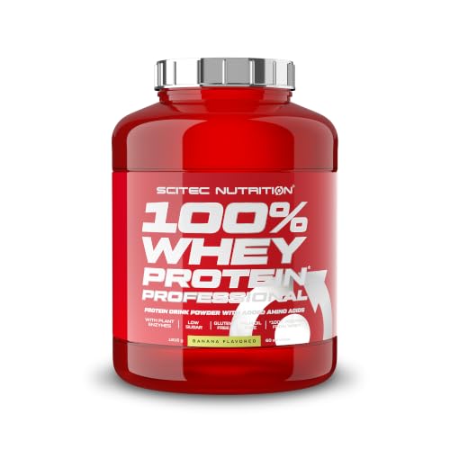Scitec Nutrition 100% Whey Protein Professional - Concentrado y aislado | Proteína de suero con enzimas digestivas - aminoácidos añadidos - para la masa muscular - 1816 g, Plátano