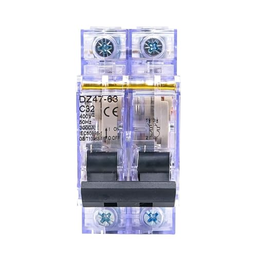 Disjoncteur miniature DZ47-63 63A 2P transparent sur rail DIN pour maison