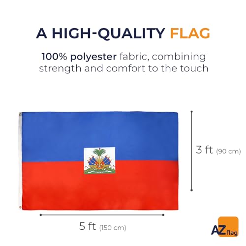 AZ FLAG, Haiti Flag, 3x5 Ft, Light Polyester Haitian Banner with Two Brass Eyelets, Fade Resistant, Vivid Colors - Image 2