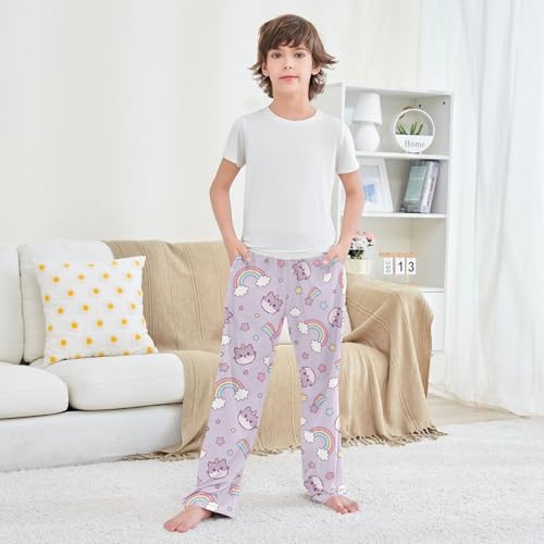 Boys' Pants Cute Cat Caticorn Kitten Unicorn Long Bottoms Jogger Pants Elastic Waist Trousers with Pockets S-XL3
