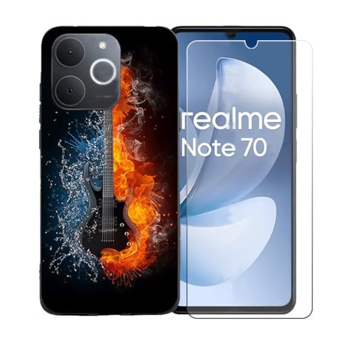 �pGYDQQKJ�P�[�X Realme Note 70T + �����K���X�X�N���[���ی�t�B���� �A���ȃ\�t�g�V���R���P�[�X�ی�TPU�J�o�[�̃P�[�X�J�o�[ �p�� (6.74") - BST16