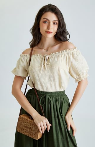 Scarlet Darkness Renaissance Shirt Women Summer Crew Neck Short Sleeve Peasant Tops4