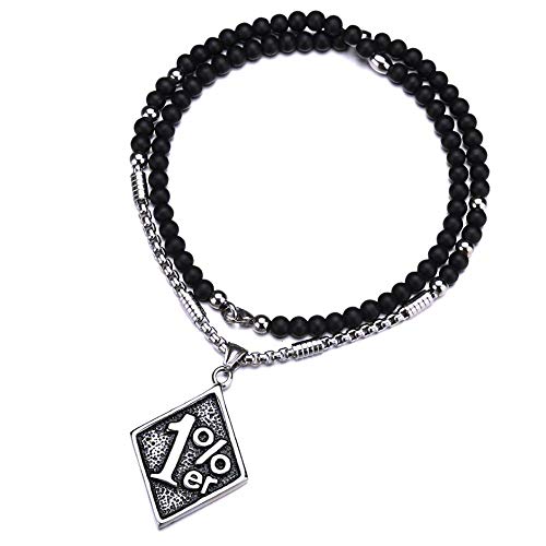 Hsqyj Men's One Percent 1% Stainless Steel Necklace Unique Men's Cool Pendant Motorcycle Biker Charm Chain Necklaces For Men Teens #TOP2