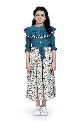 Image of Fashion Dream Girl's Fit And Flare Calf Length Crepe Floral Printed Dress