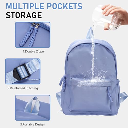 Fjquamitix Backpack for Girls Women High School Book Bag Cute Backpack for Men Teens, Lightweight Simple Middle School Back Pack Daypack (Blue) - Image 3