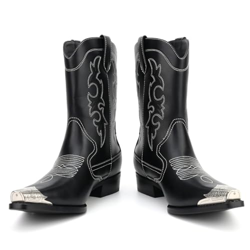 Cowboy Boots for Men Western Men's Boots with Classic Embroidered Slip Resistant Durable Fashionable Retro for Spring Fall4