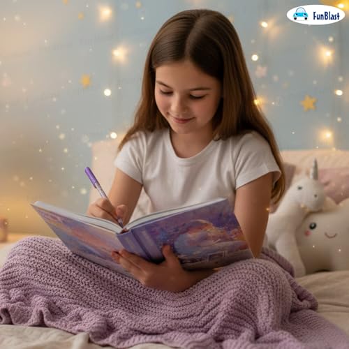 Image of FunBlast Aesthetic Diary for Girls - Dream Encounter Notebook Diary, Cute Kawaii Stationery, Colorful Pages Travel Diary for Kids & Adults (A5 Size; 192 Pages) (Purple)