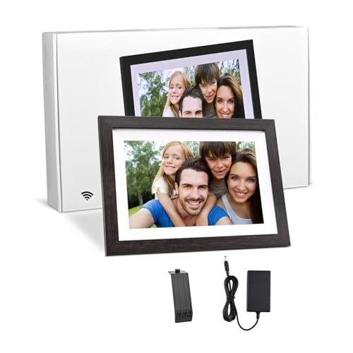 Marco De Fotos Digital WiFi 10 Pulgadas Pantalla Táctil IPS 1280 * 800 En La Nube Almacenamiento 16 GB Comparta A Través Aplicación Easy Share Moments(Extra Wooden Frame)