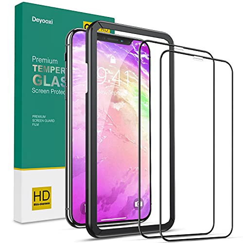 Deyooxi 2 Pièces Verre Trempé pour iPhone 11 Pro Max/iPhone XS Max,3D Couverture Complète Film Protection écran avec Kit Installation Offert,Protection Ecran Film Protecteur Vitre,9H Dureté,Noir Cover