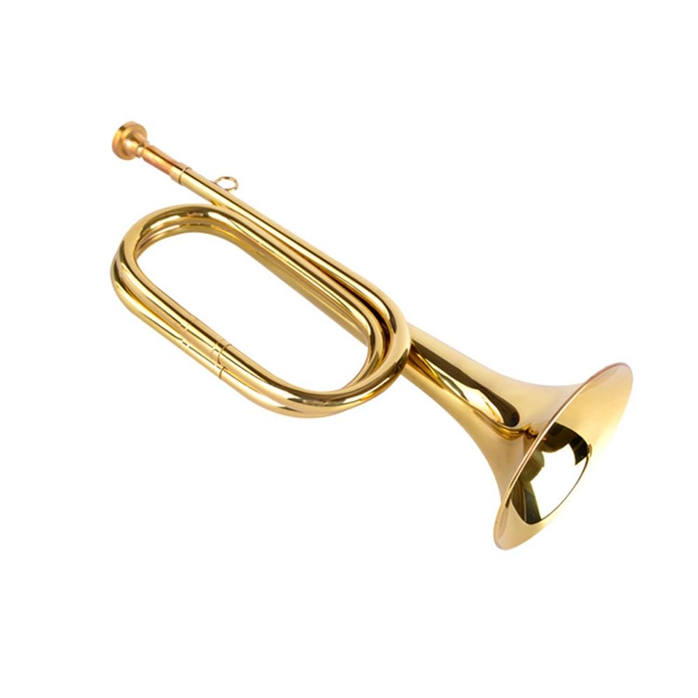 Trompete Messing Signalhorn Musikinstrument C-Taste Schulband Kavallerie Militärorchester Messing Musikinstrument für Anfänger Geschenk (Gold)